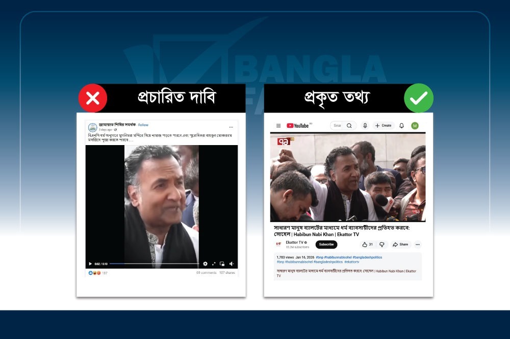 ঢাকেশ্বরী মন্দিরে নামাজ পড়ার কথা বলেননি হাবিব উন নবী খান সোহেল