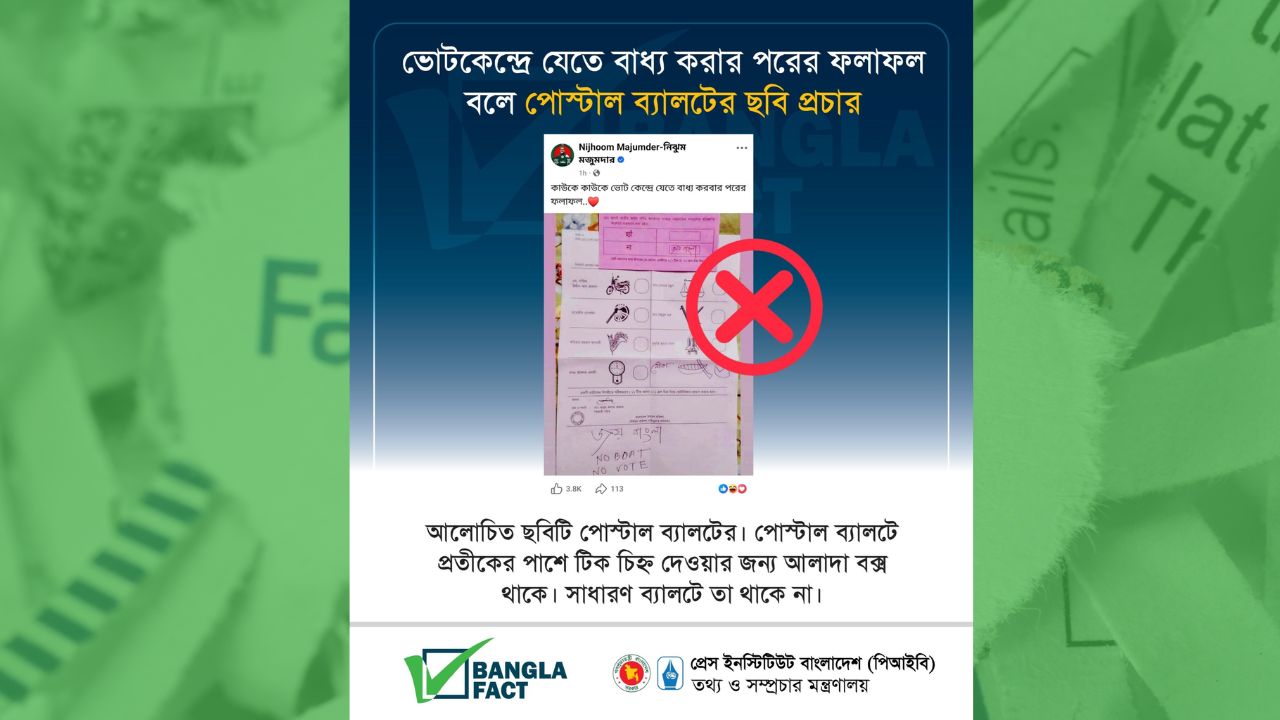 ভোটকেন্দ্রে যেতে বাধ্য করার পরের ফলাফল বলে পোস্টাল ব্যালটের ছবি প্রচার