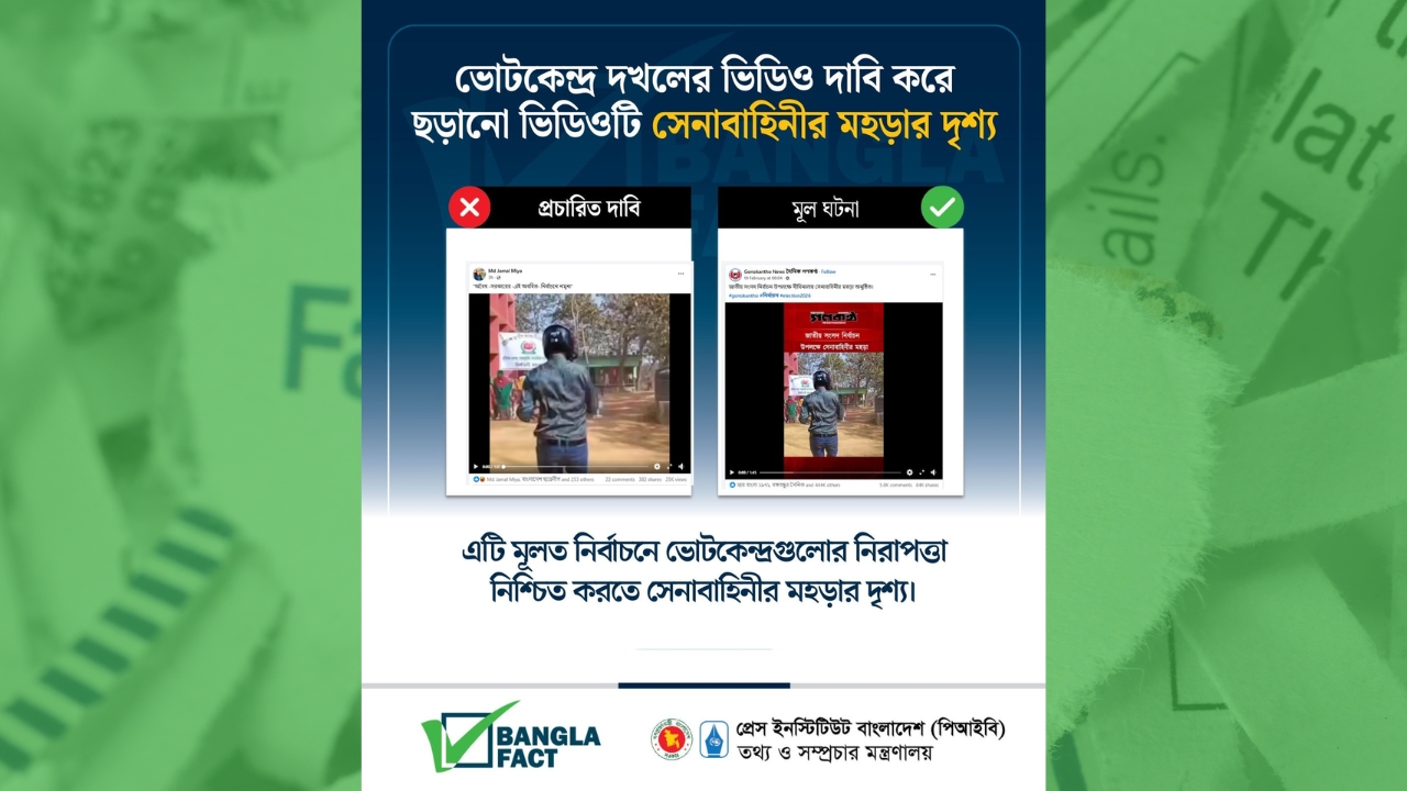 ভোটকেন্দ্র দখলের ভিডিও দাবি করে ছড়ানো ভিডিওটি সেনাবাহিনীর মহড়ার দৃশ্য