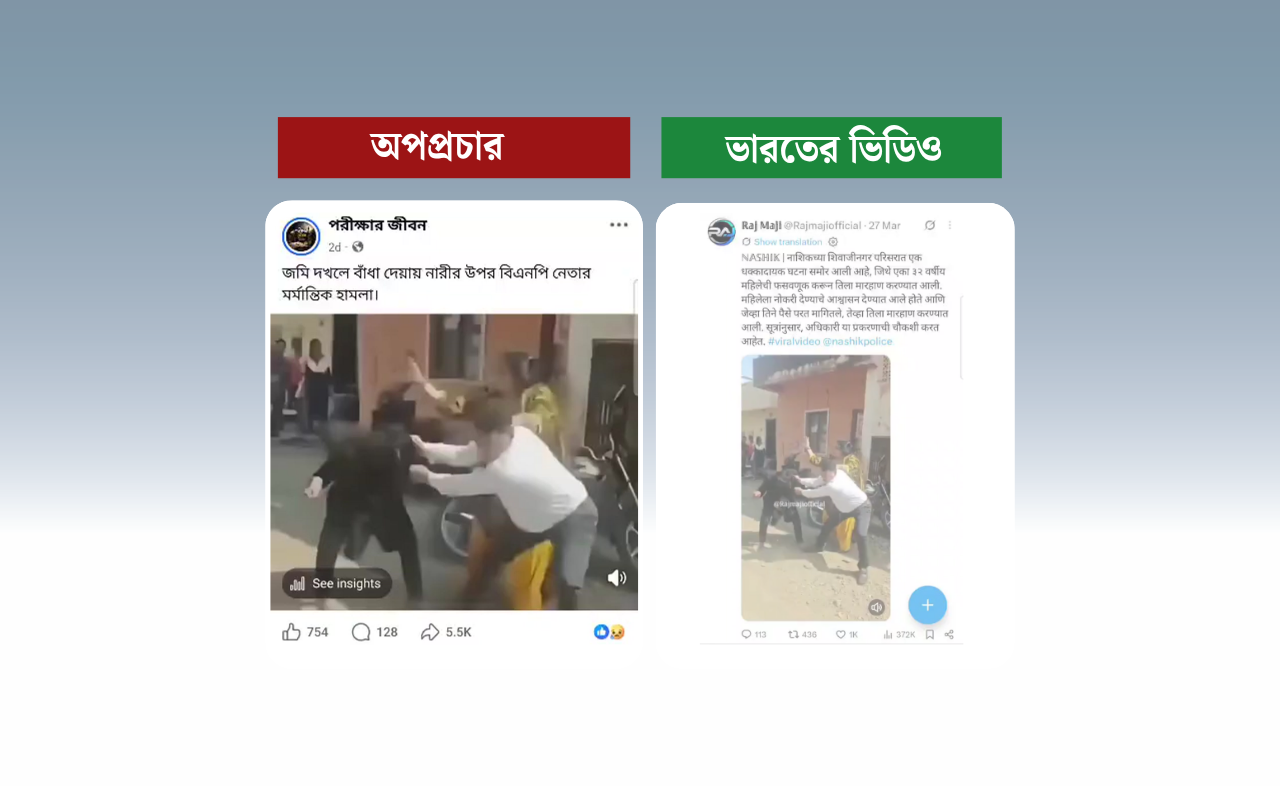 
জমি দখলে বাধা দেওয়ায় নারীর ওপর বিএনপি নেতার হামলার দাবিতে ছড়ানো ভিডিওটি ভারতের
