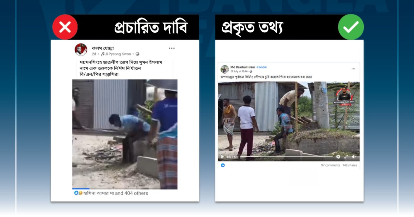চুরির ঘটনায় অভিযুক্তকে মারধরের ঘটনায় বিএনপিকে জড়িয়ে অপপ্রচার